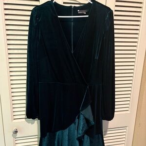 Maison Tara Velvet Wrap Dress in Rich Teal